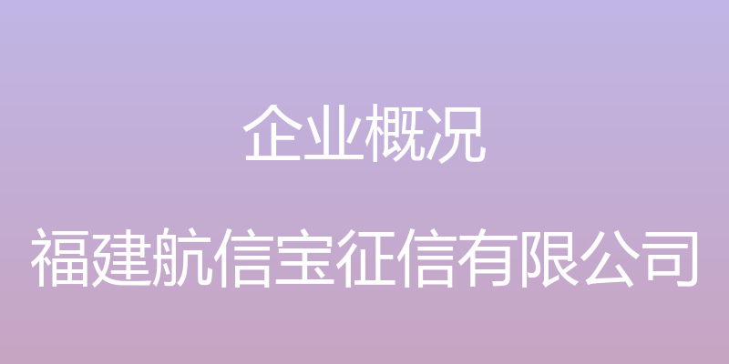 企业概况 - 福建航信宝征信有限公司